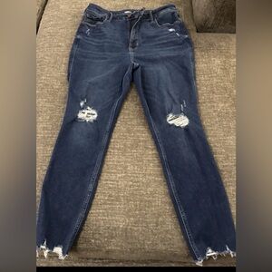 Old Navy Rockstar women distressed super skinny jeans size 16 stretch dark wash